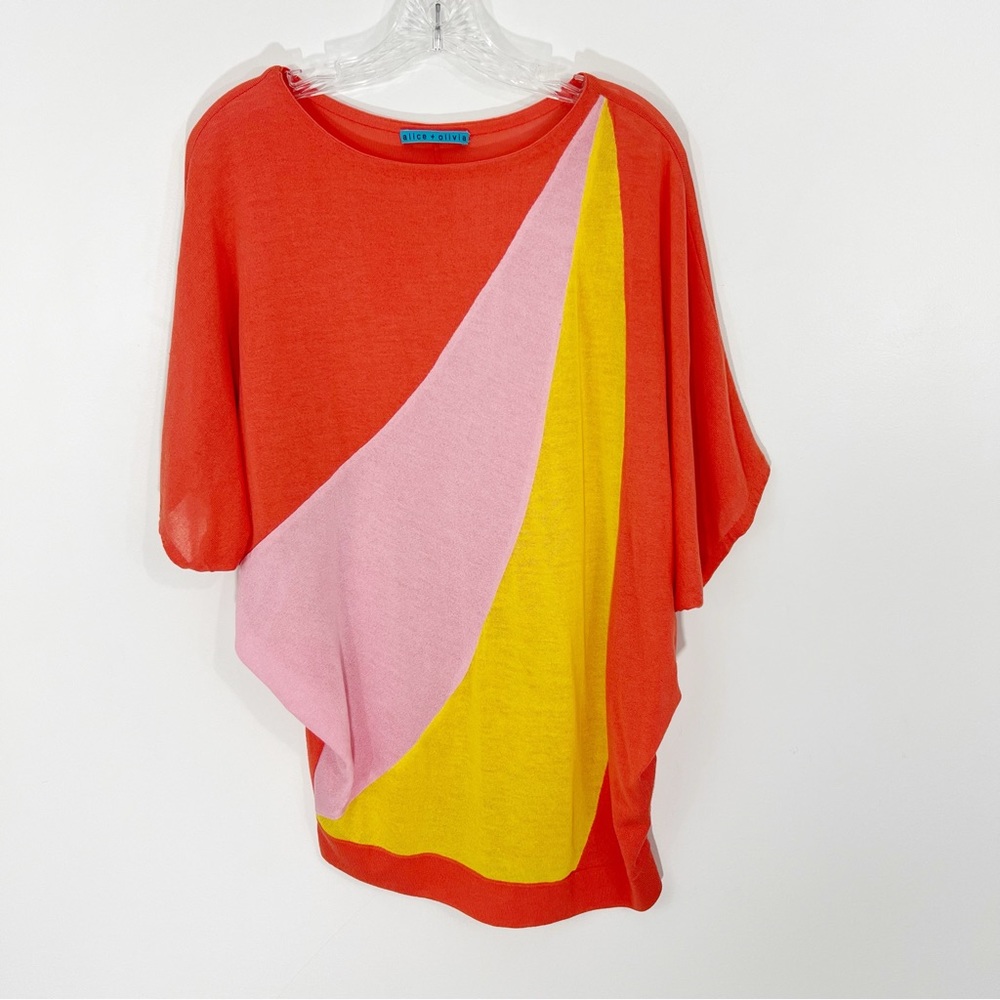 Alice + Olivia Colorful Colorblock Dolman Sleeve Top